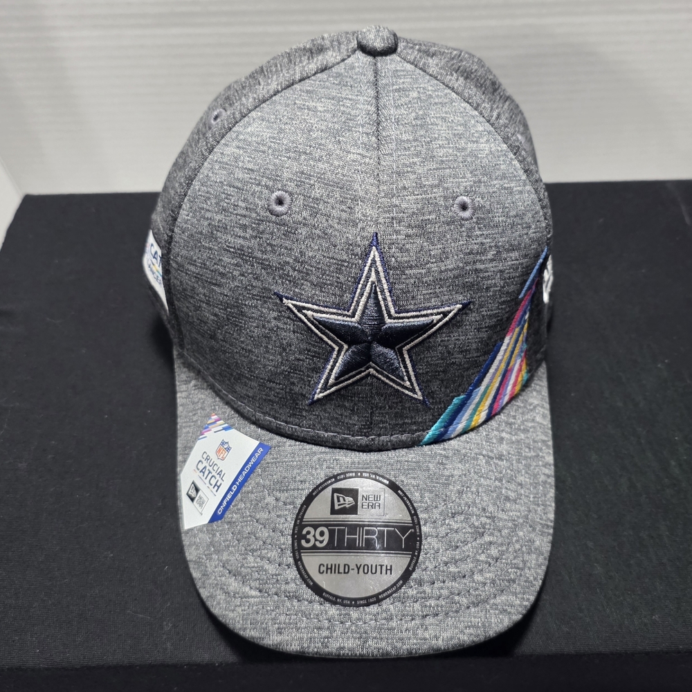 Dallas Cowboys Crucial Catch New Era 39THIRTY NFL Gray Child Youth Hat Cap NWT